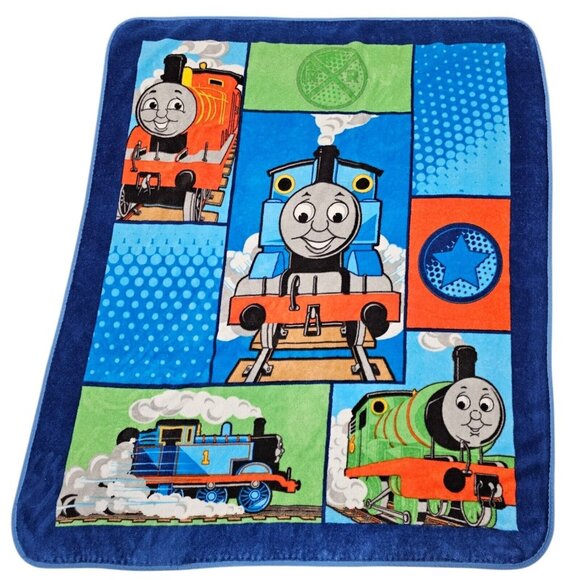 Thomas Train‎ Engine Toddler Baby Blanket Throw Plush Soft Blue 2011 Percy James - Picture 1 of 9